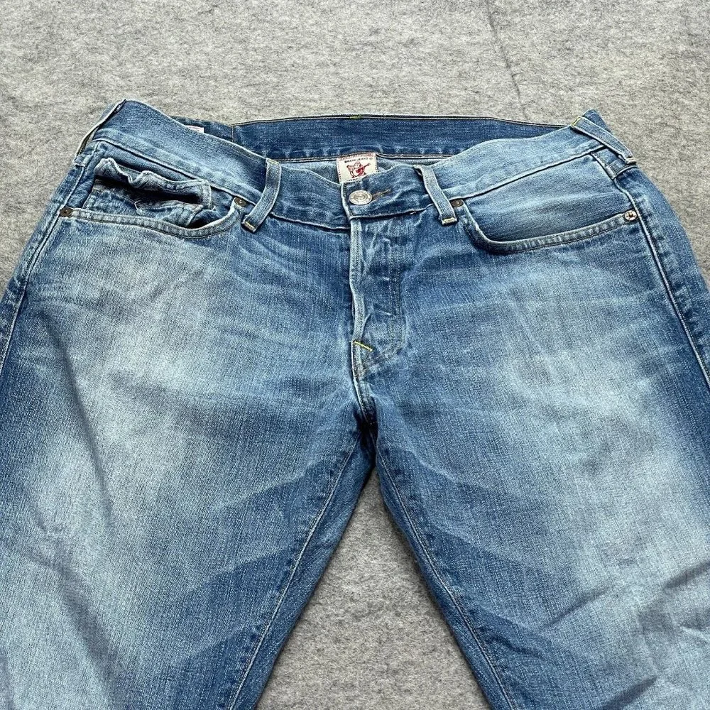 True Religion Ricky Relaxed Straight Jeans Blue Medium Wash Men 36 x 33 Distress_3